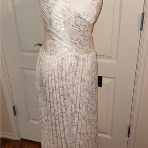 Lulu's White and Silver Floral Maxi Dress